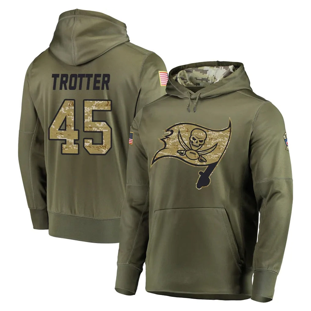 Kooe TB.Buccaneers #45 Josiah Trotter Player Olive Salute to Service Pullover Hoodie Home Game Stitched Jerseys