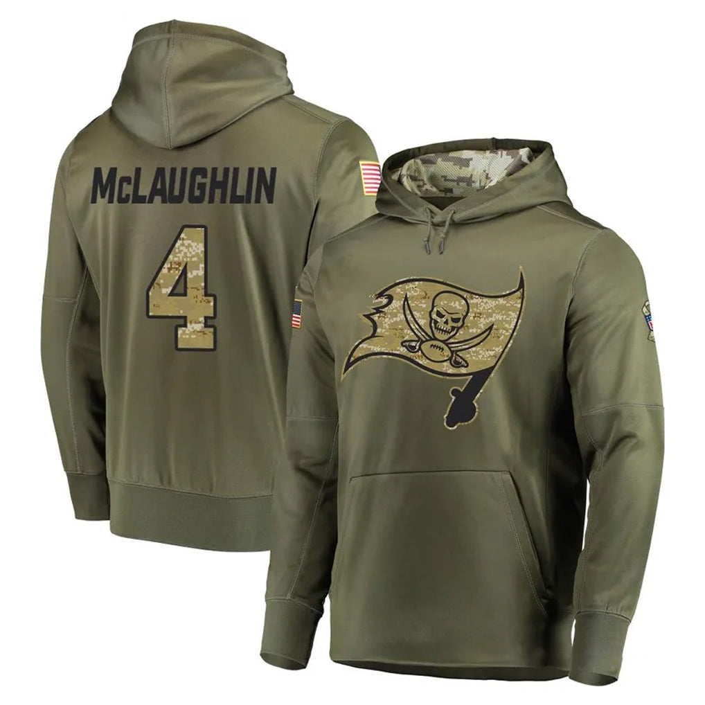 Kooe TB.Buccaneers #4 Chase McLaughlin Player Olive Salute to Service Pullover Hoodie Home Game Stitched Jerseys