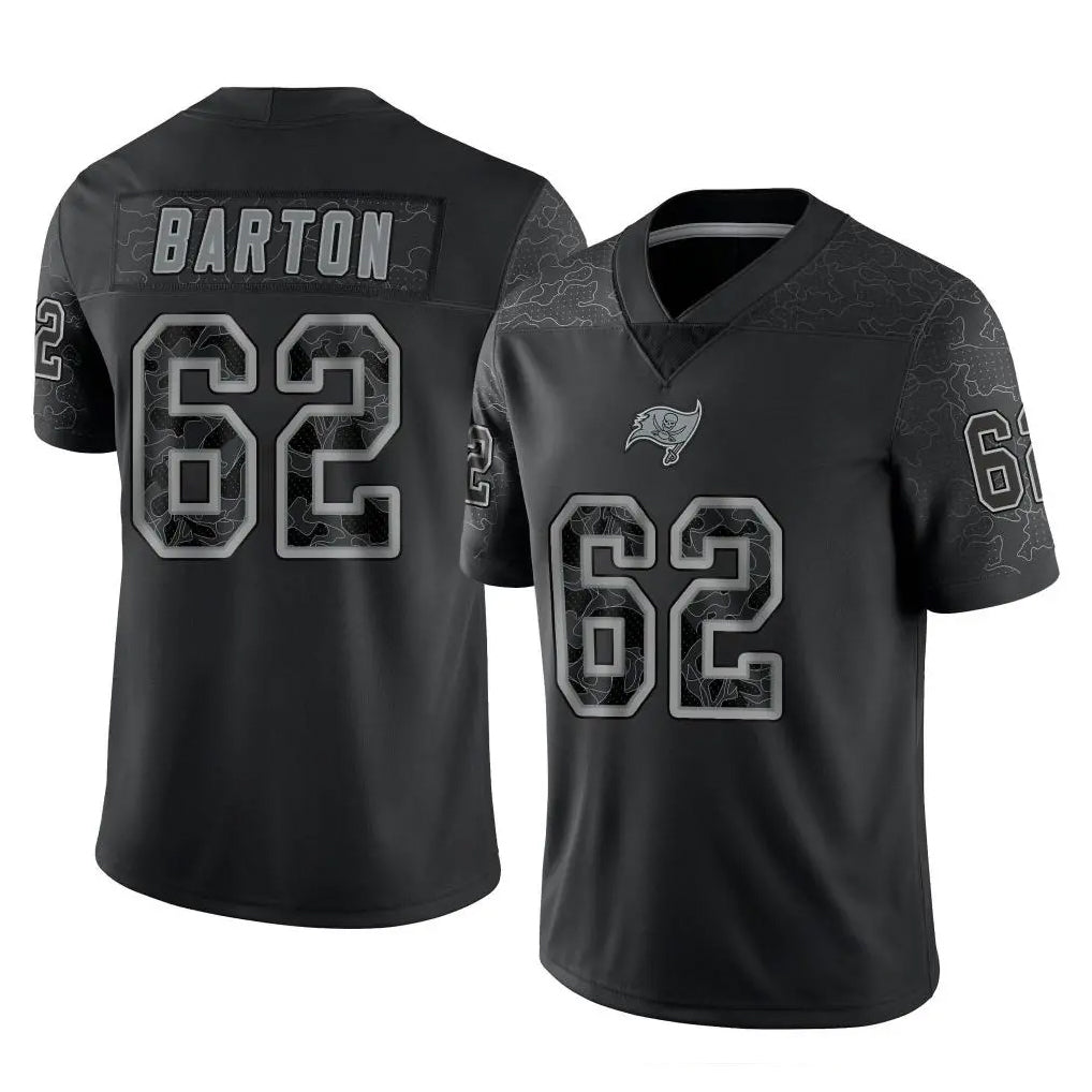 Kooe TB.Buccaneers #62 Graham Barton Player Black Reflective Limited Home Game Stitched Jerseys