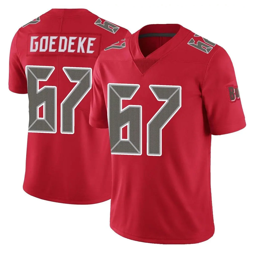 Kooe TB.Buccaneers #67 Luke Goedeke Player Red Limited Color Rush Home Game Stitched Jerseys