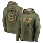 Kooe TB.Buccaneers #6 Baker Mayfield Player Olive Salute to Service Pullover Hoodie Home Game Stitched Jerseys