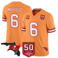 Kooe TB.Buccaneers #6 Baker Mayfield Player Orange 50th Season Vapor Limited Home Game Stitched Jerseys