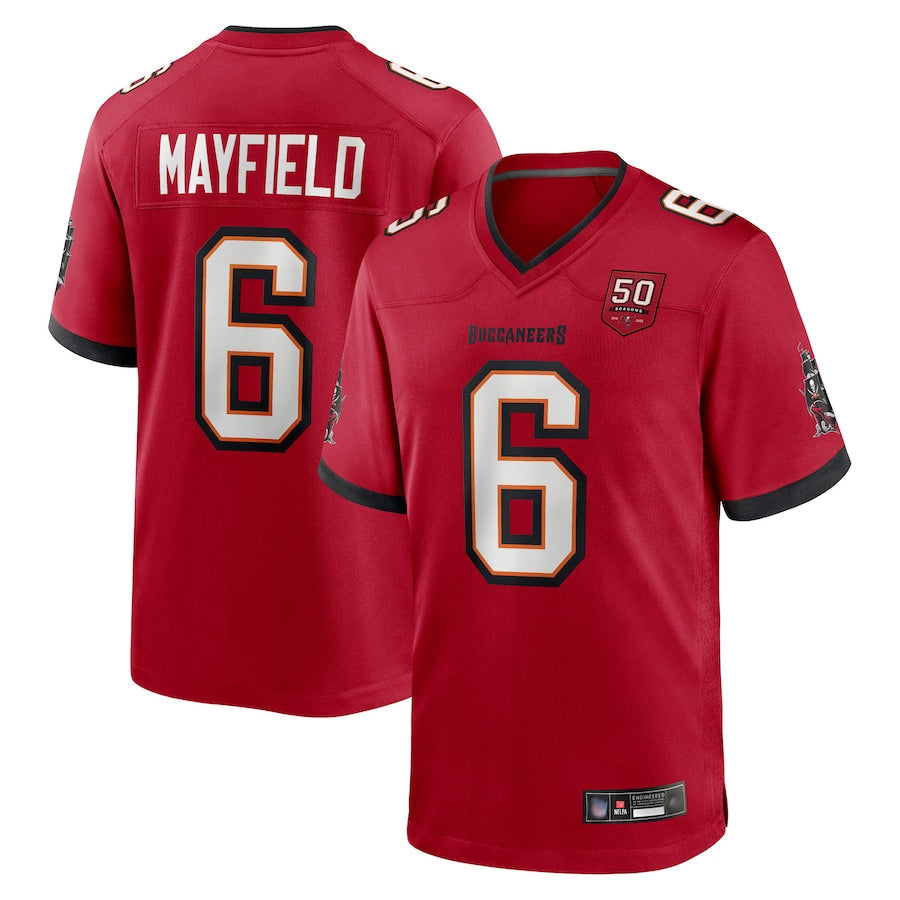 Kooe TB.Buccaneers #6 Baker Mayfield Player Red 50th Anniversary Game Stitched Jerseys