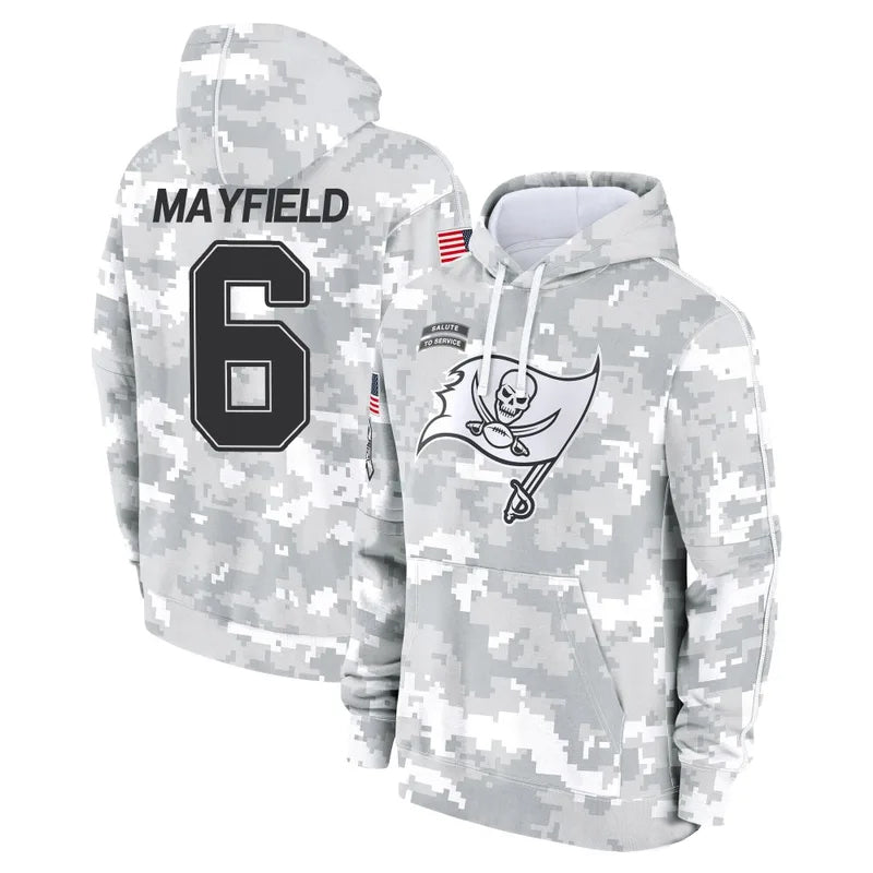 Kooe TB.Buccaneers #6 Baker Mayfield Player Salute to Service Hoodies & T-Shirts Stitched Jerseys