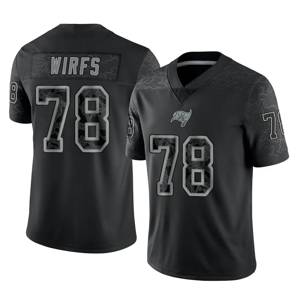 Kooe TB.Buccaneers #78 Tristan Wirfs Player Black Reflective Limited Home Game Stitched Jerseys