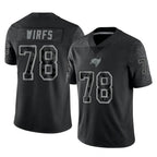 Kooe TB.Buccaneers #78 Tristan Wirfs Player Black Reflective Limited Home Game Stitched Jerseys