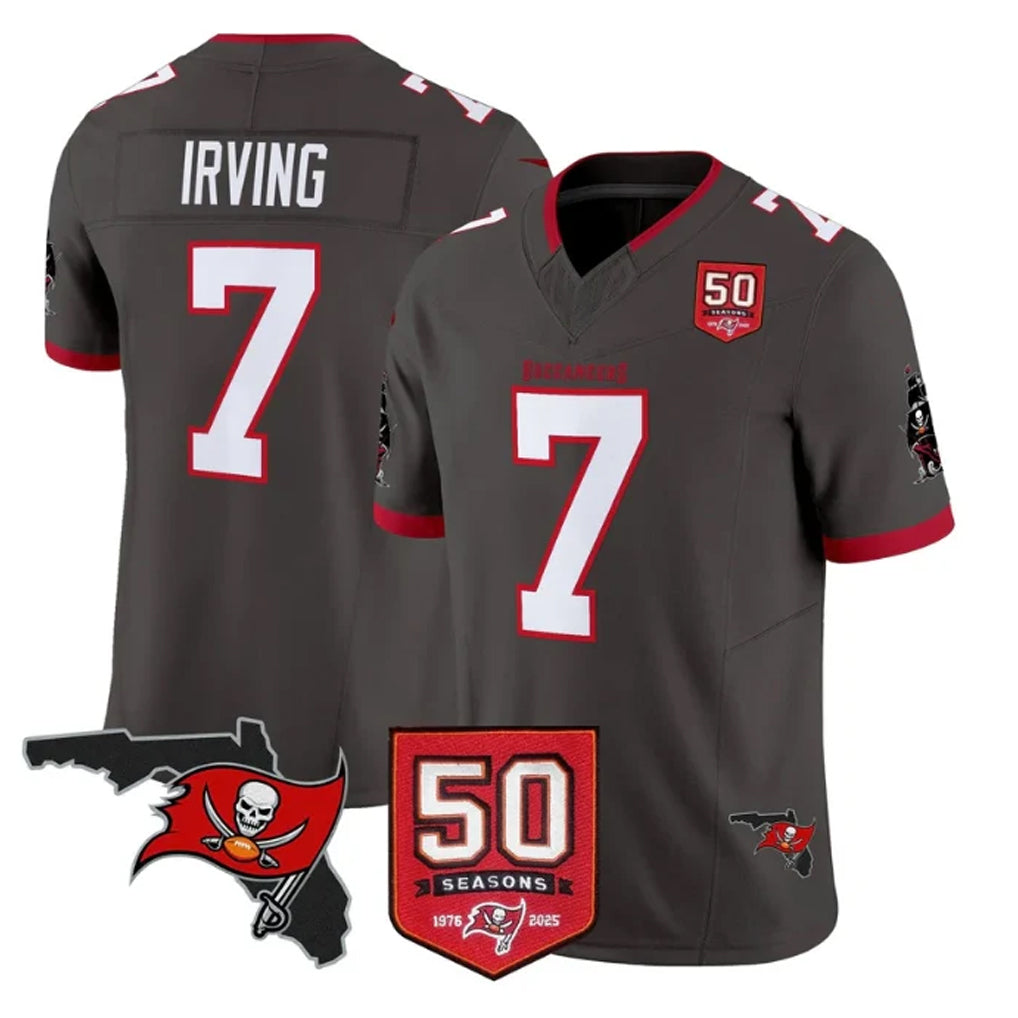 Kooe TB.Buccaneers #7 Bucky Irving Player Pewter 50th Season Vapor Limited Home Game Stitched Jerseys