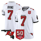 Kooe TB.Buccaneers #7 Bucky Irving Player White 50th Season Vapor Limited Home Game Stitched Jerseys