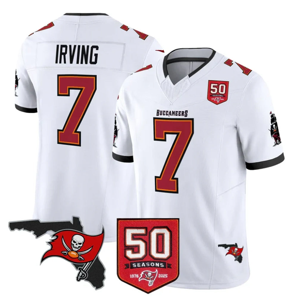 Kooe TB.Buccaneers #7 Bucky Irving Player White 50th Season Vapor Limited Home Game Stitched Jerseys