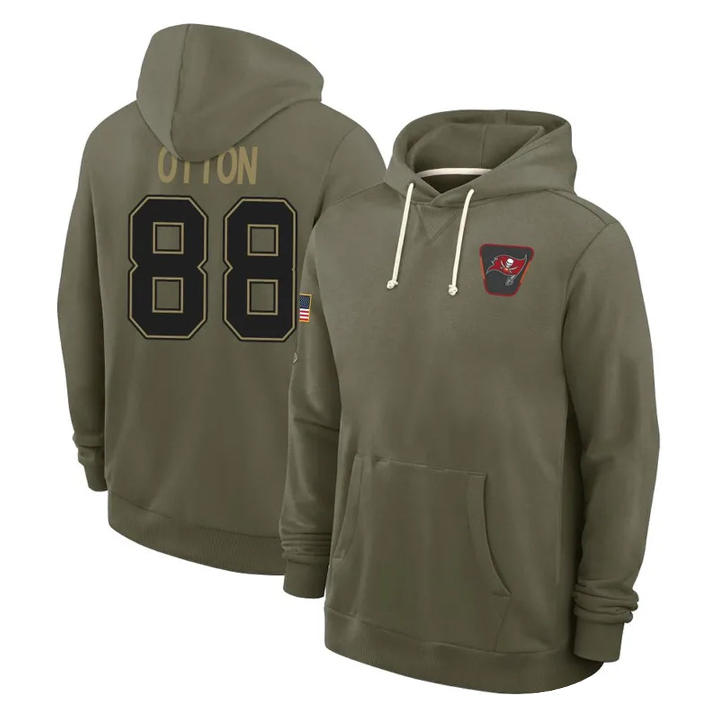 Kooe TB.Buccaneers #88 Cade Otton Player Olive Salute to Service Pullover Hoodies Limited Stitched Jerseys