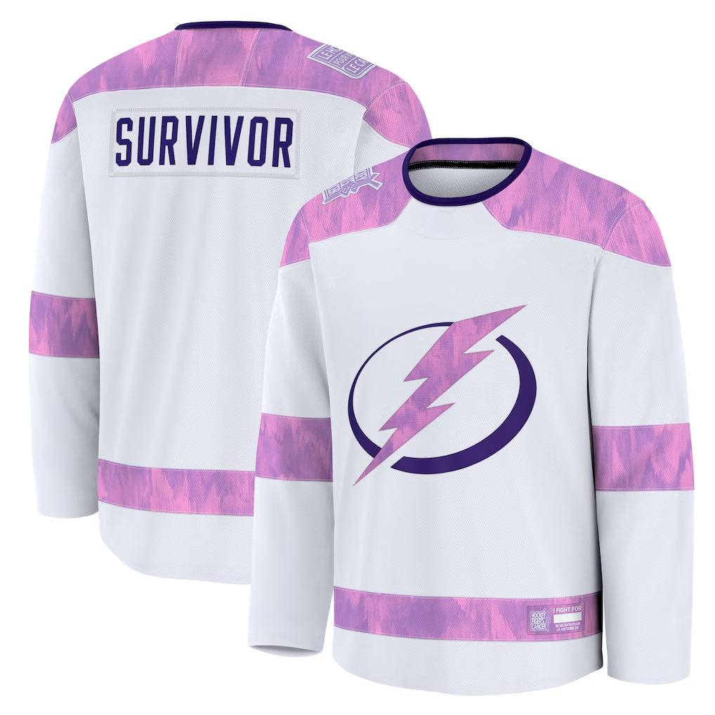 Kooe TB.Lightning White Hockey Fights Cancer Survivor Practice Jerseys