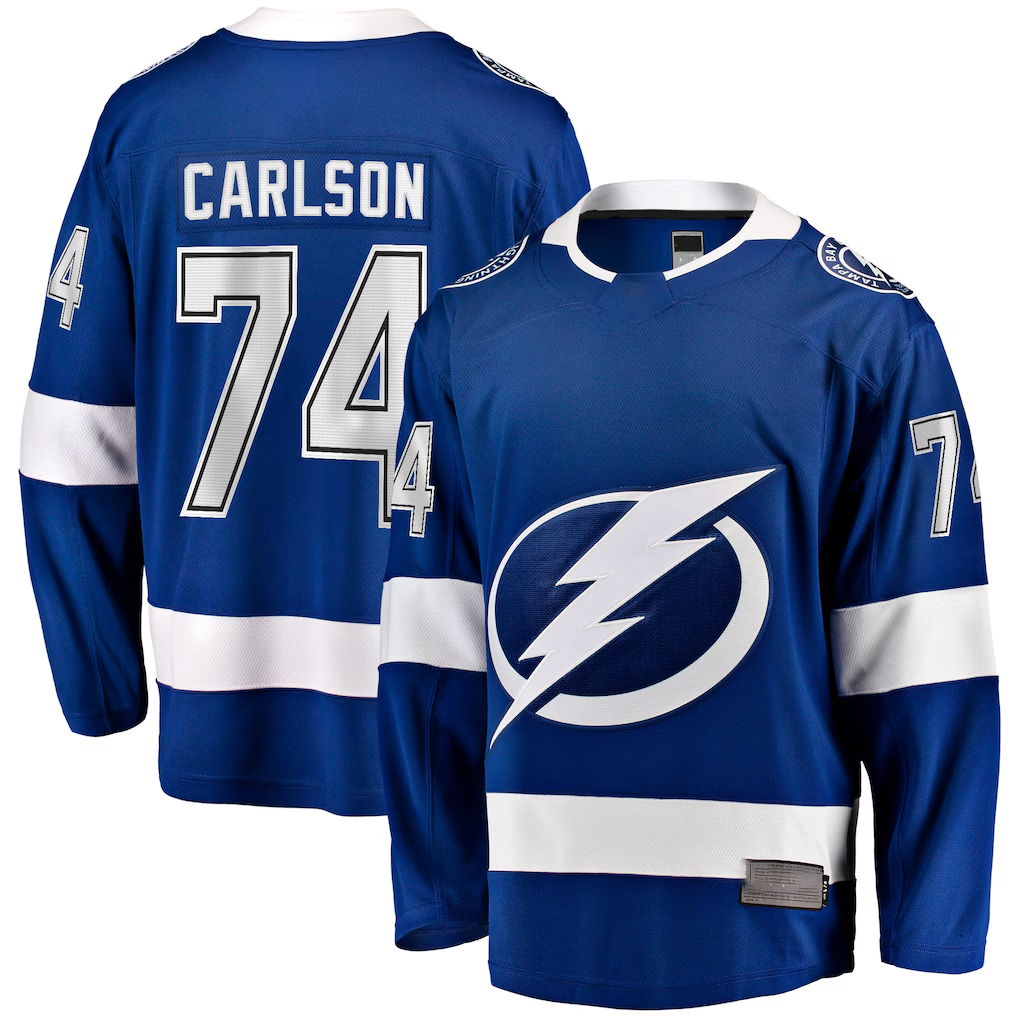 Kooe TB.Lightning #74 John Carlson Blue Home Breakaway Jerseys