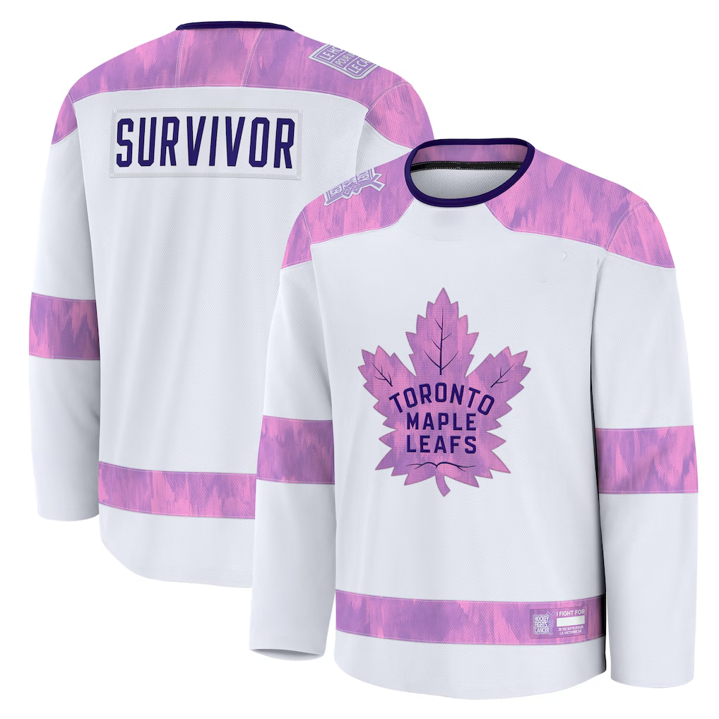 Kooe T.Maple Leafs White Hockey Fights Cancer Survivor Practice Jerseys