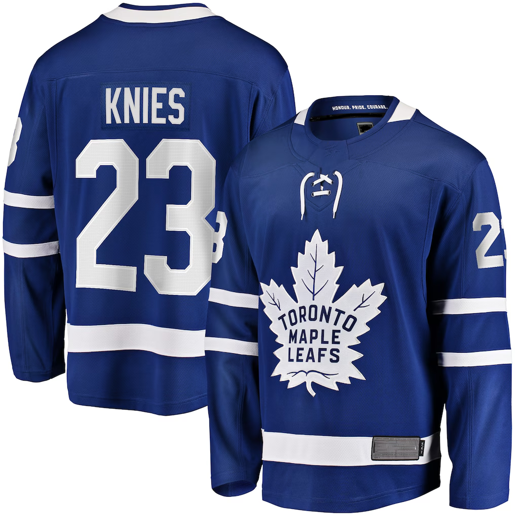 Kooe T.Maple Leafs #23 Matthew Knies Blue Home Premier Breakaway Player Jerseys