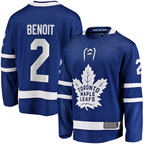 Kooe T.Maple Leafs #2 Simon Benoit Blue Home Premier Breakaway Player Jerseys