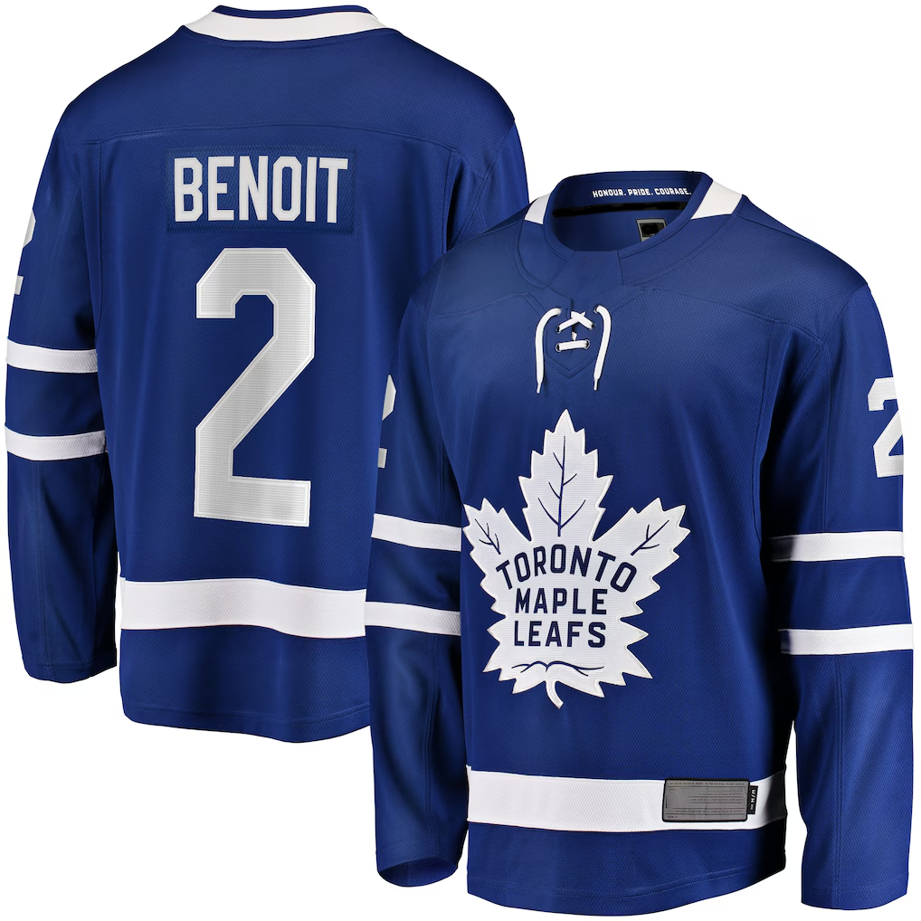 Kooe T.Maple Leafs #2 Simon Benoit Blue Home Premier Breakaway Player Jerseys