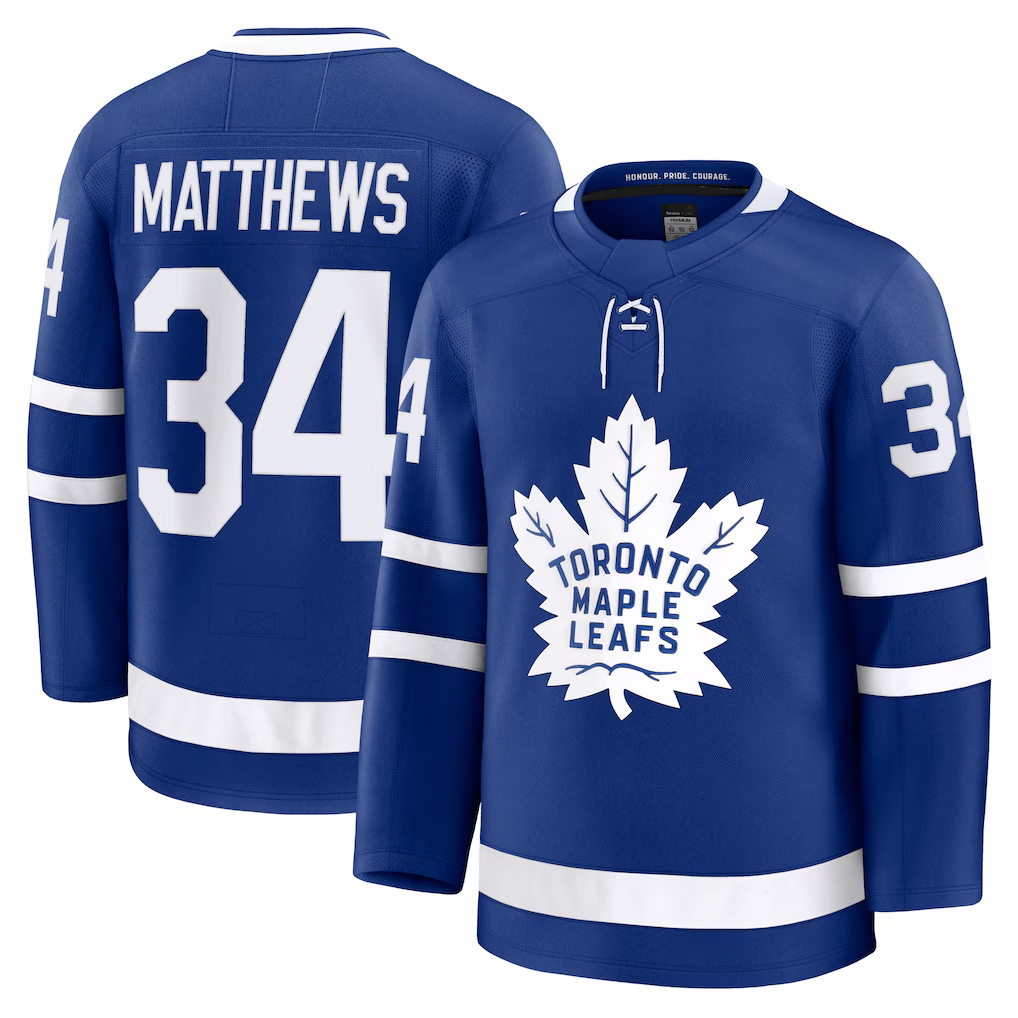 Kooe T.Maple Leafs #34 Auston Matthews Blue Home Premium Jerseys
