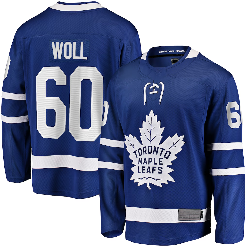 Kooe T.Maple Leafs #60 Joseph Woll Blue Home Premier Breakaway Player Jerseys