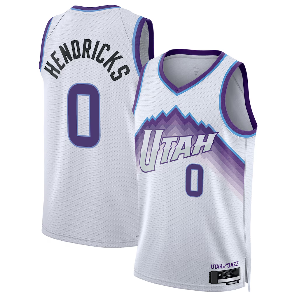 Kooe U.Jazz #0 Taylor Hendricks White Swingman Jerseys - Association Edition