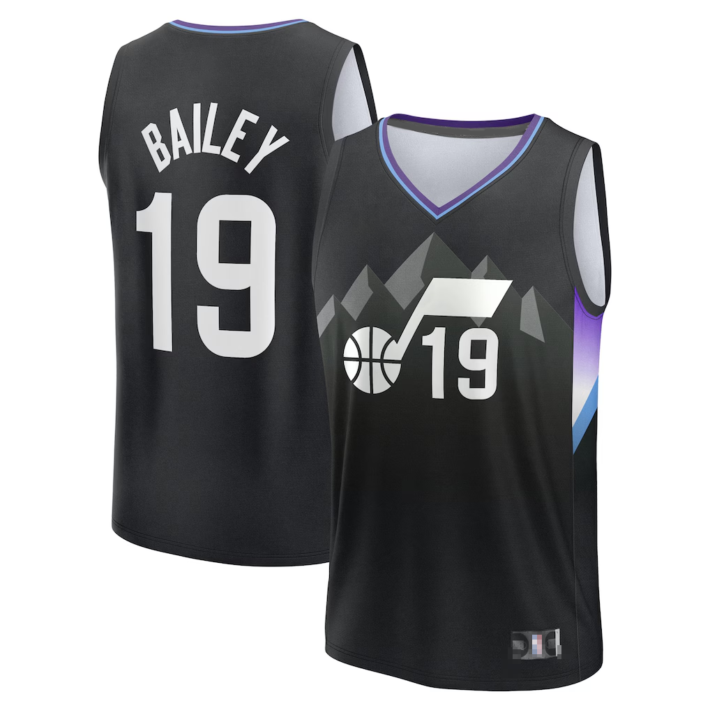 Kooe U.Jazz #19 Ace Bailey Fanatics Black 2025 Draft First Round Pick Fast Break Replica Jerseys - Statement Edition