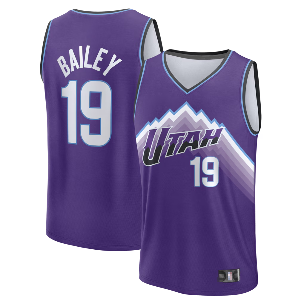 Kooe U.Jazz #19 Ace Bailey Fanatics Purple Fast Break Replica Jerseys - Icon Edition