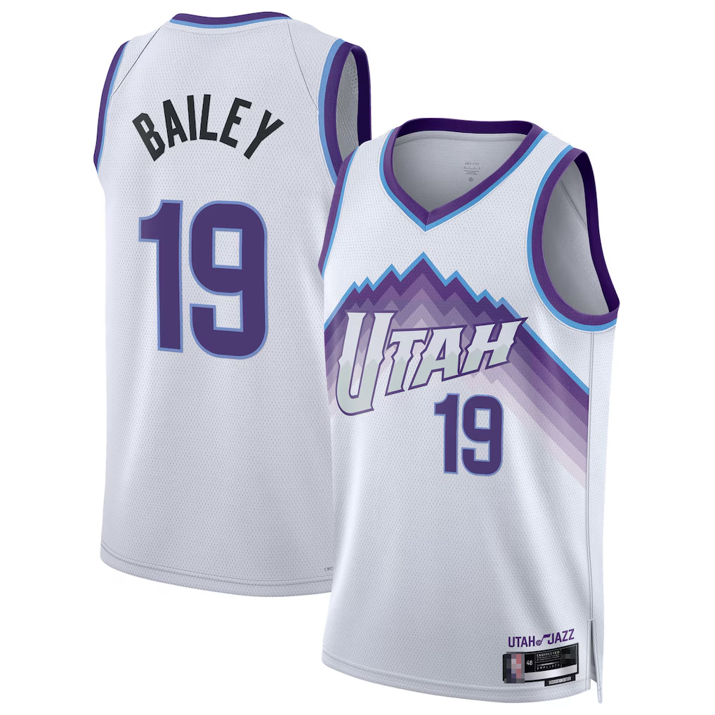 Kooe U.Jazz #19 Ace Bailey White Swingman Jerseys- Association Edition
