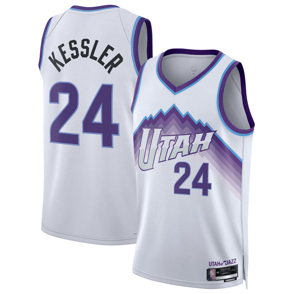 Kooe U.Jazz #24 Walker Kessler White Swingman Jerseys - Association Editio