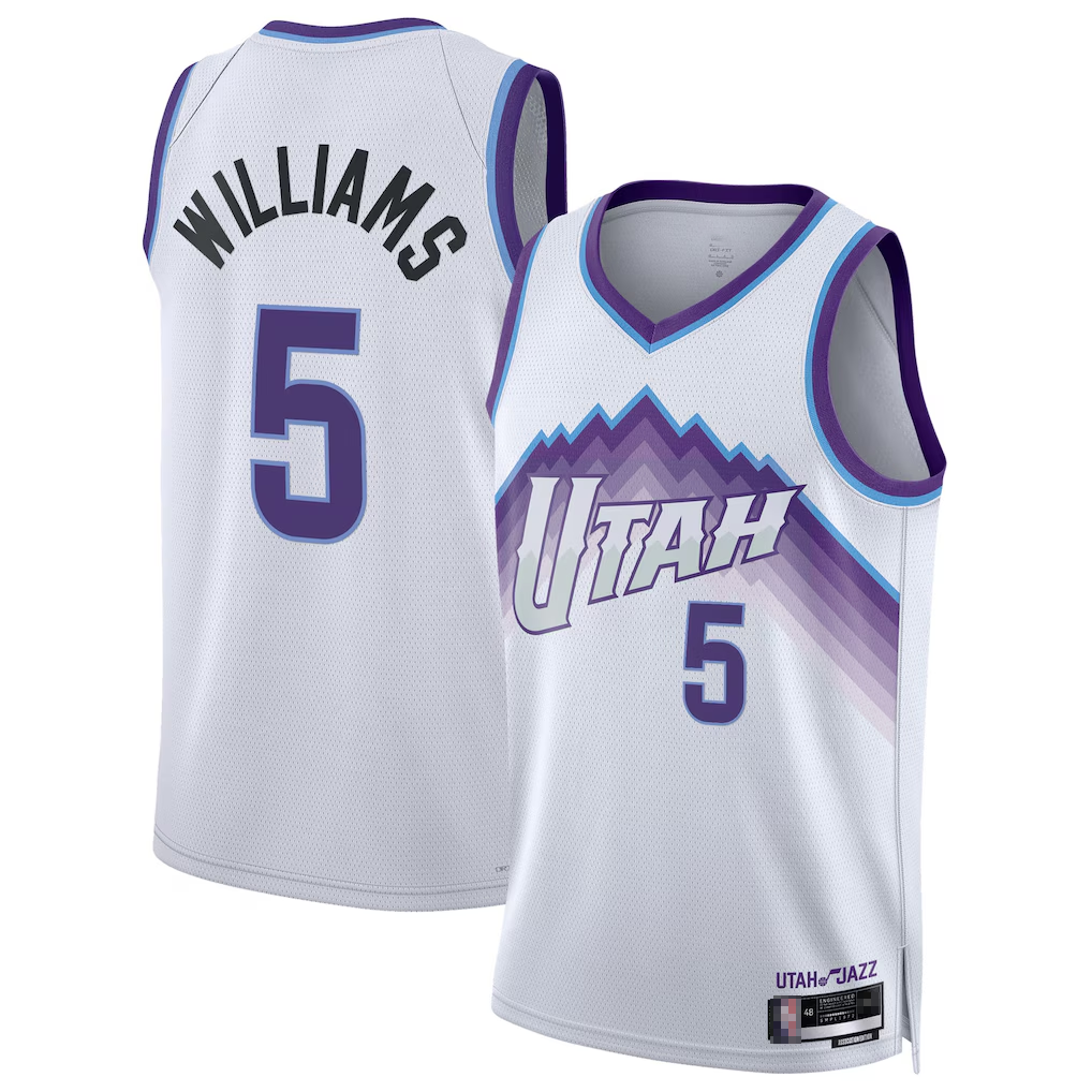 Kooe U.Jazz #5 Cody Williams White Swingman Jerseys - Association Edition