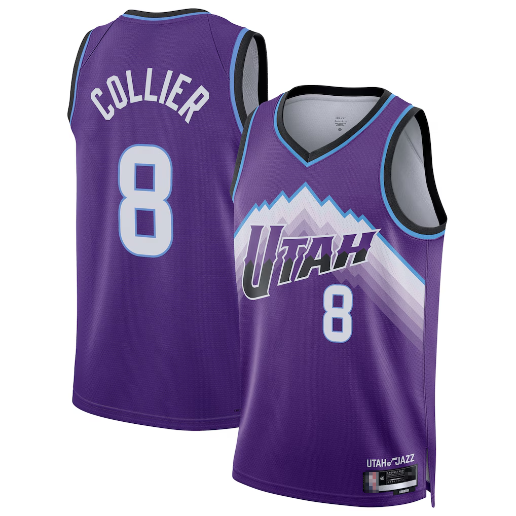 Kooe U.Jazz #8 Isaiah Collier Purple Swingman Jerseys - Icon Edition