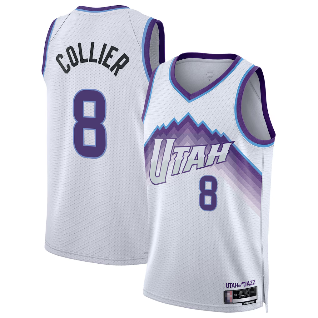 Kooe U.Jazz #8 Isaiah Collier White Swingman Jerseys - Association Edition