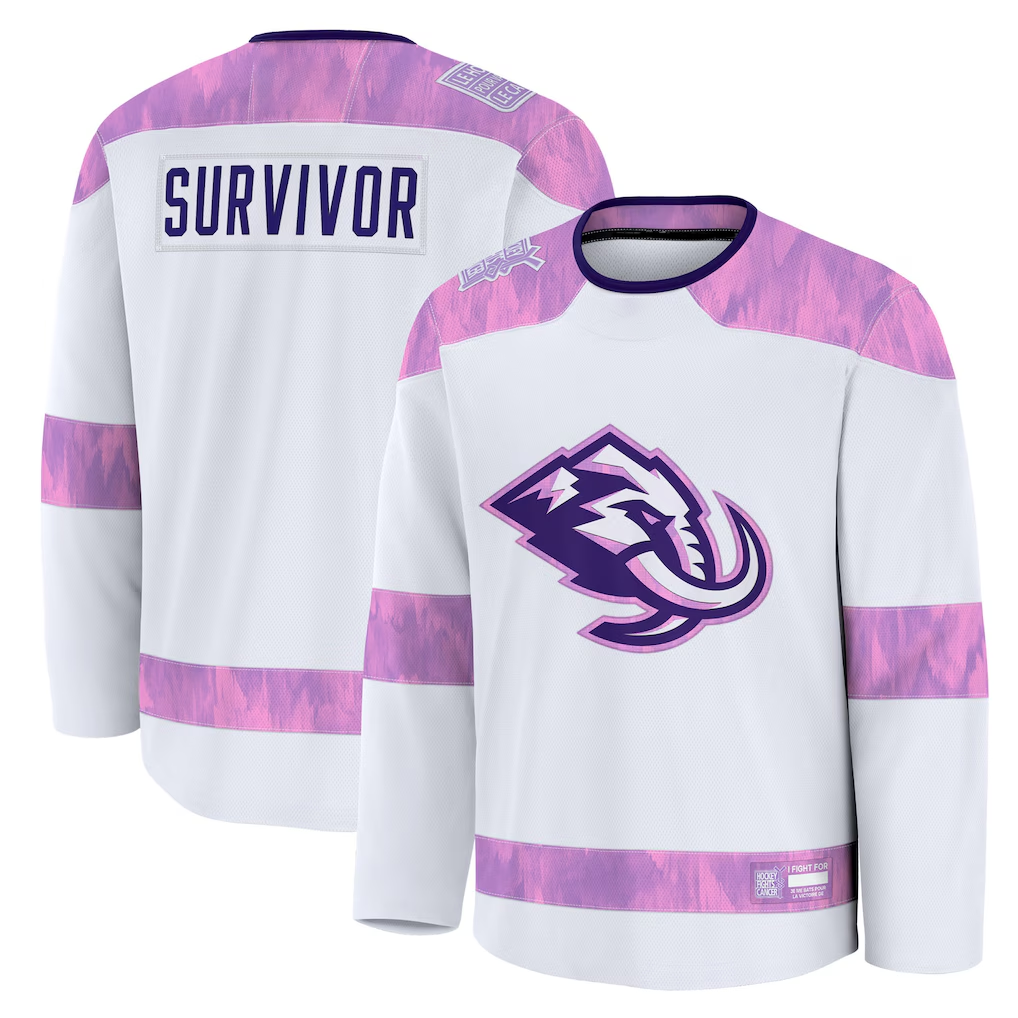 Kooe U.Mammoth White Hockey Fights Cancer Survivor Practice Jerseys
