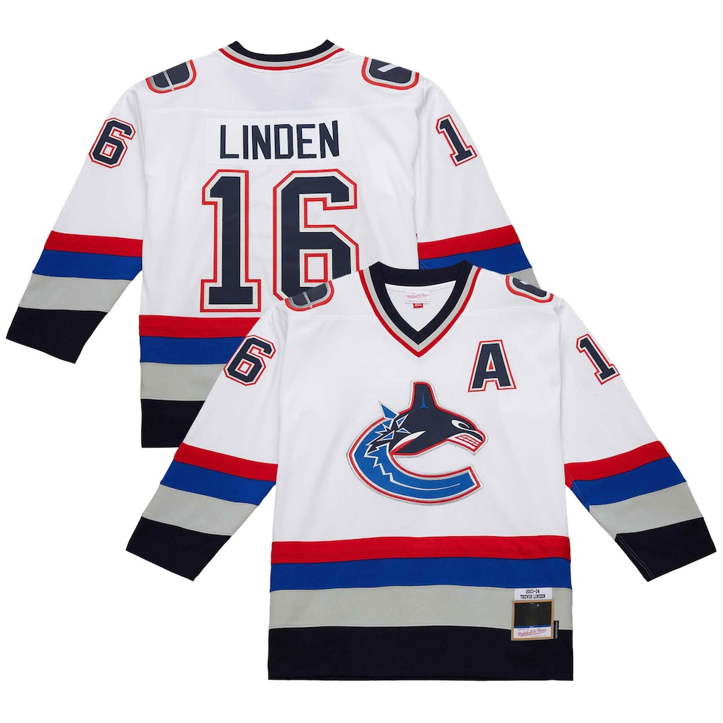 Kooe V.Canucks #16 Trevor Linden White 2003-04 Power Play Jerseys