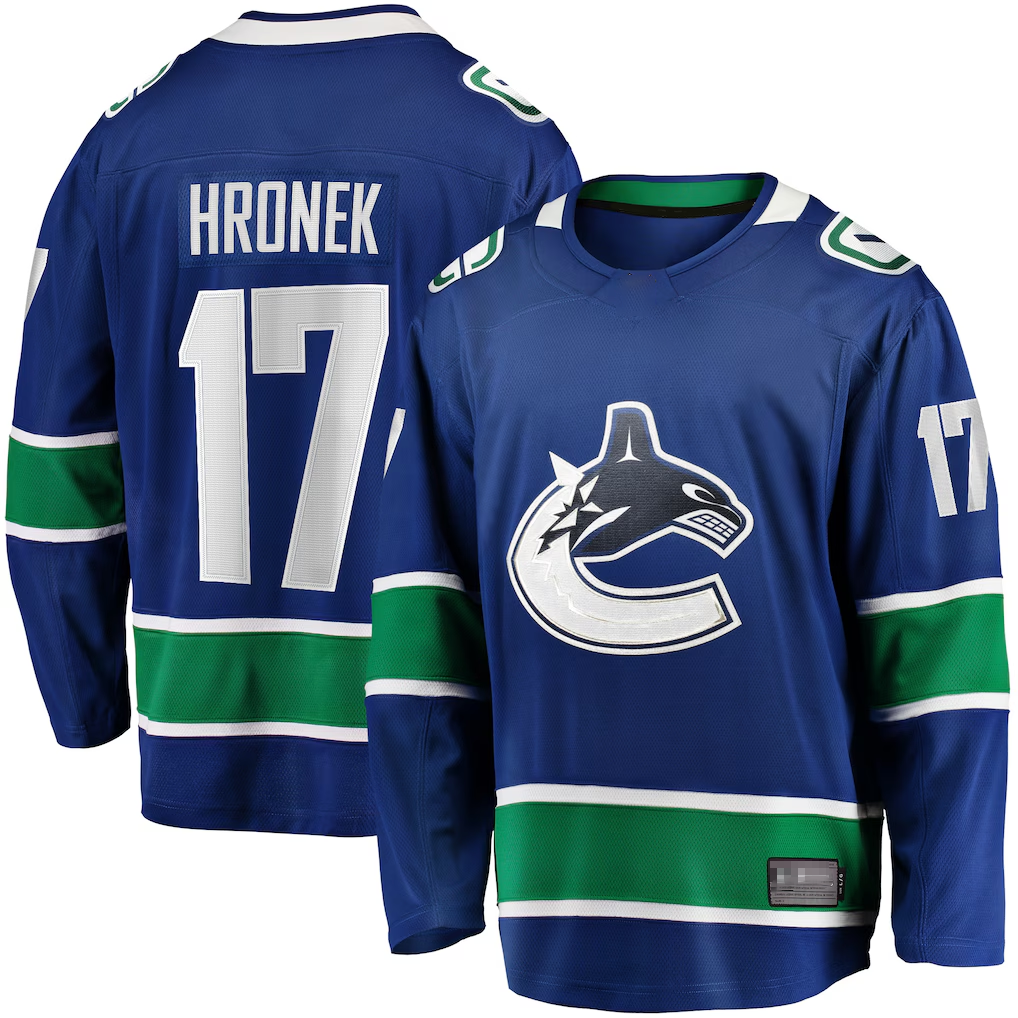 Kooe V.Canucks #17 Filip Hronek Blue Home Breakaway Jerseys