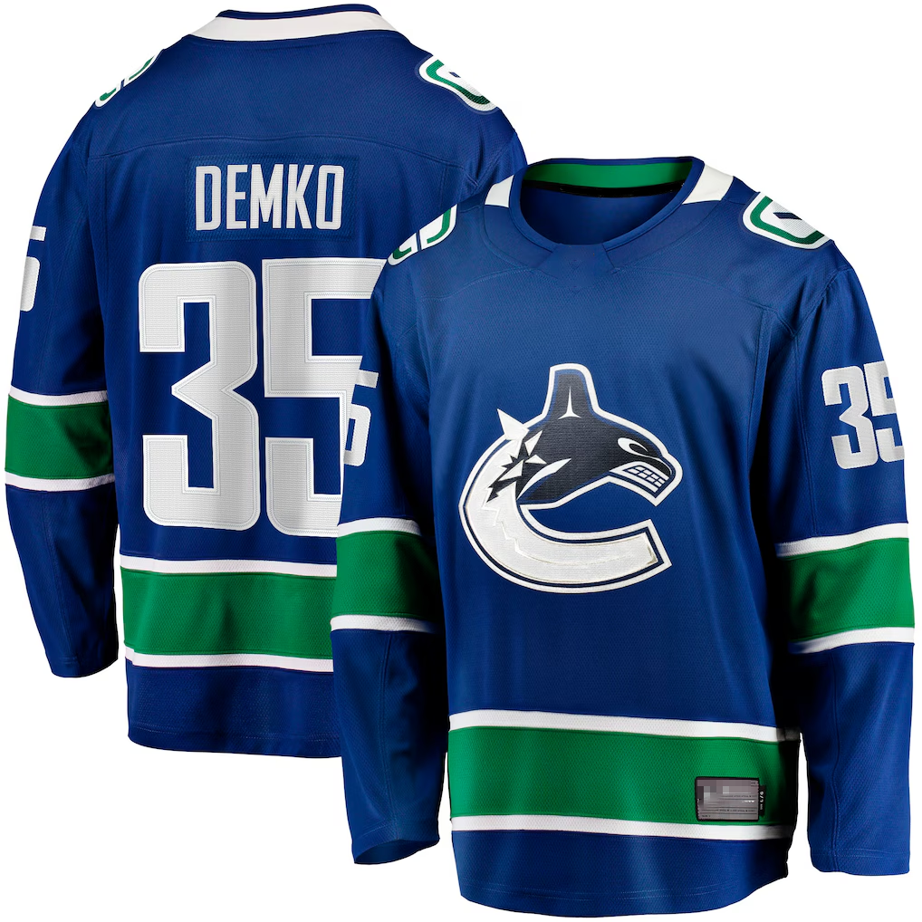 Kooe V.Canucks #35 Thatcher Demko Blue Home Breakaway Jerseys