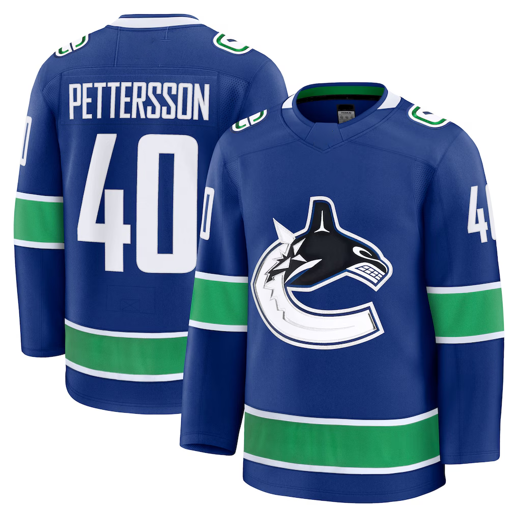 Kooe V.Canucks #40 Elias Pettersson Blue Home Premium Jerseys