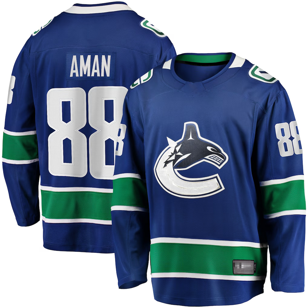 Kooe V.Canucks #88 Nils Aman Blue Home Premier Breakaway Player Jerseys
