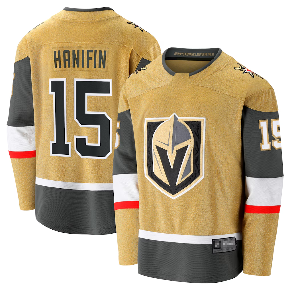 Kooe V.Golden Knights #15 Noah Hanifin Gold Home Breakaway Jerseys