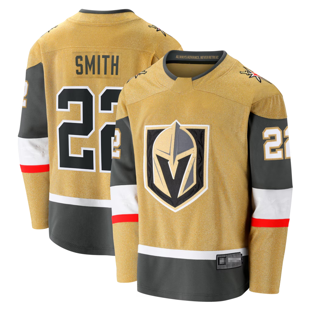 Kooe V.Golden Knights #22 Cole Smith Gold Home Breakaway Jerseys