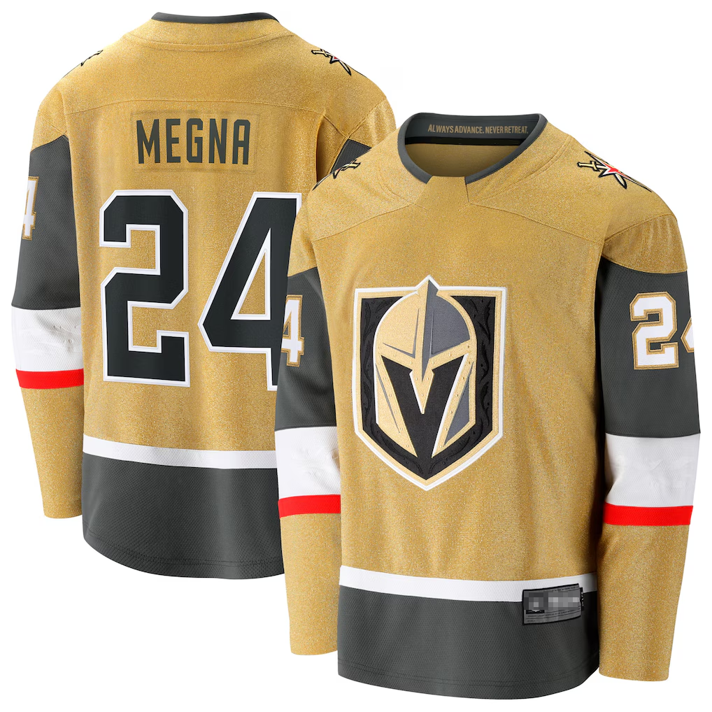 Kooe V.Golden Knights #24 Jaycob Megna Gold Home Breakaway Jerseys