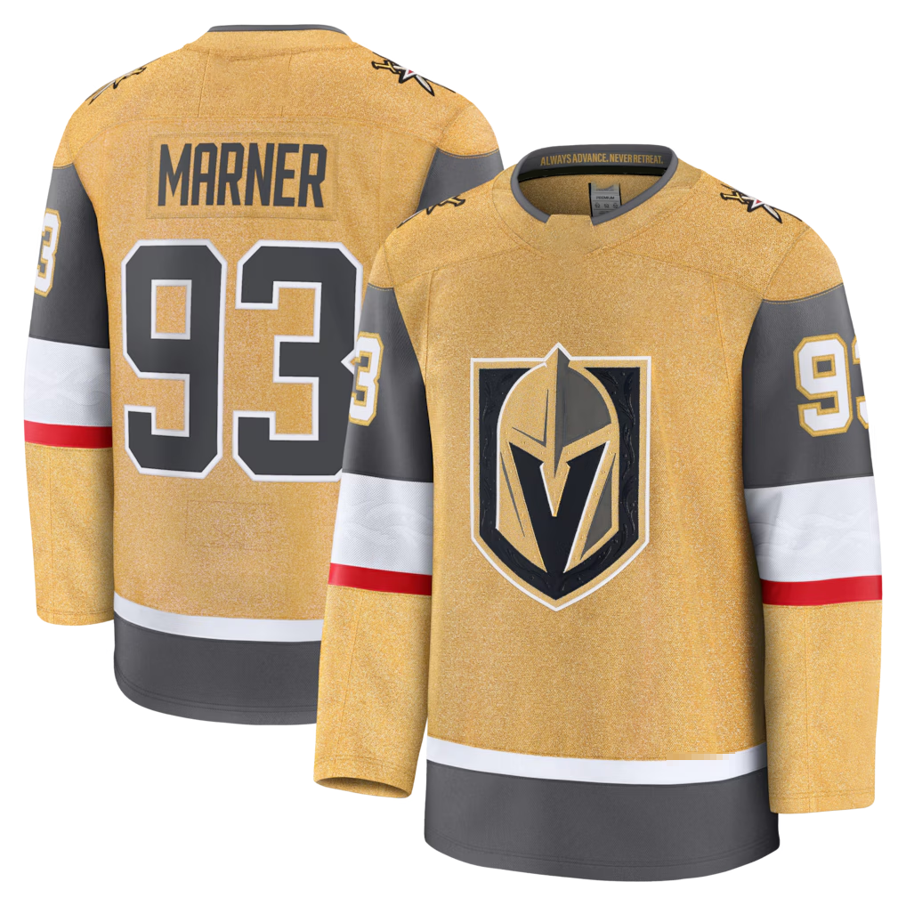 Kooe V.Golden Knights #93 Mitch Marner Gold Home Premium Jerseys