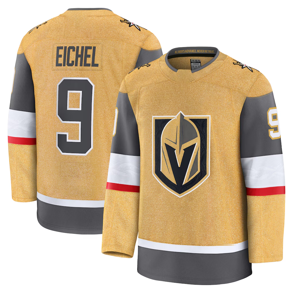 Kooe V.Golden Knights #9 Jack Eichel Gold Home Premium Jerseys