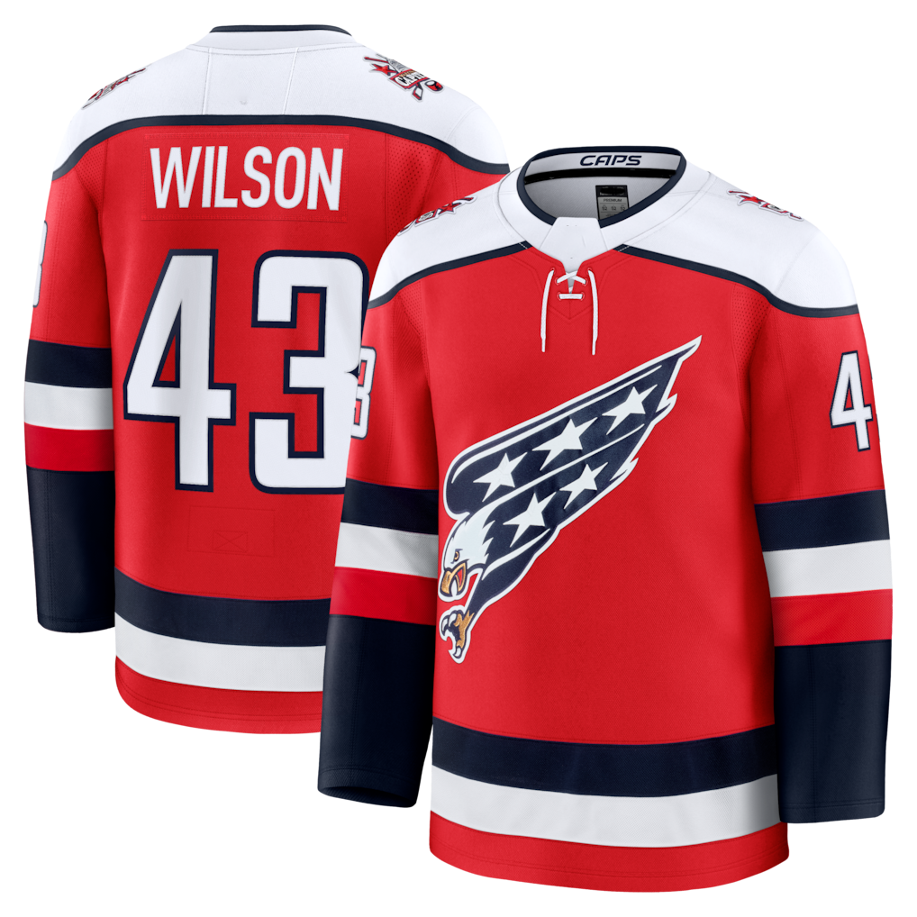 Kooe W.Capitals #43 Tom Wilson Red Alternate Premium Player Jerseys