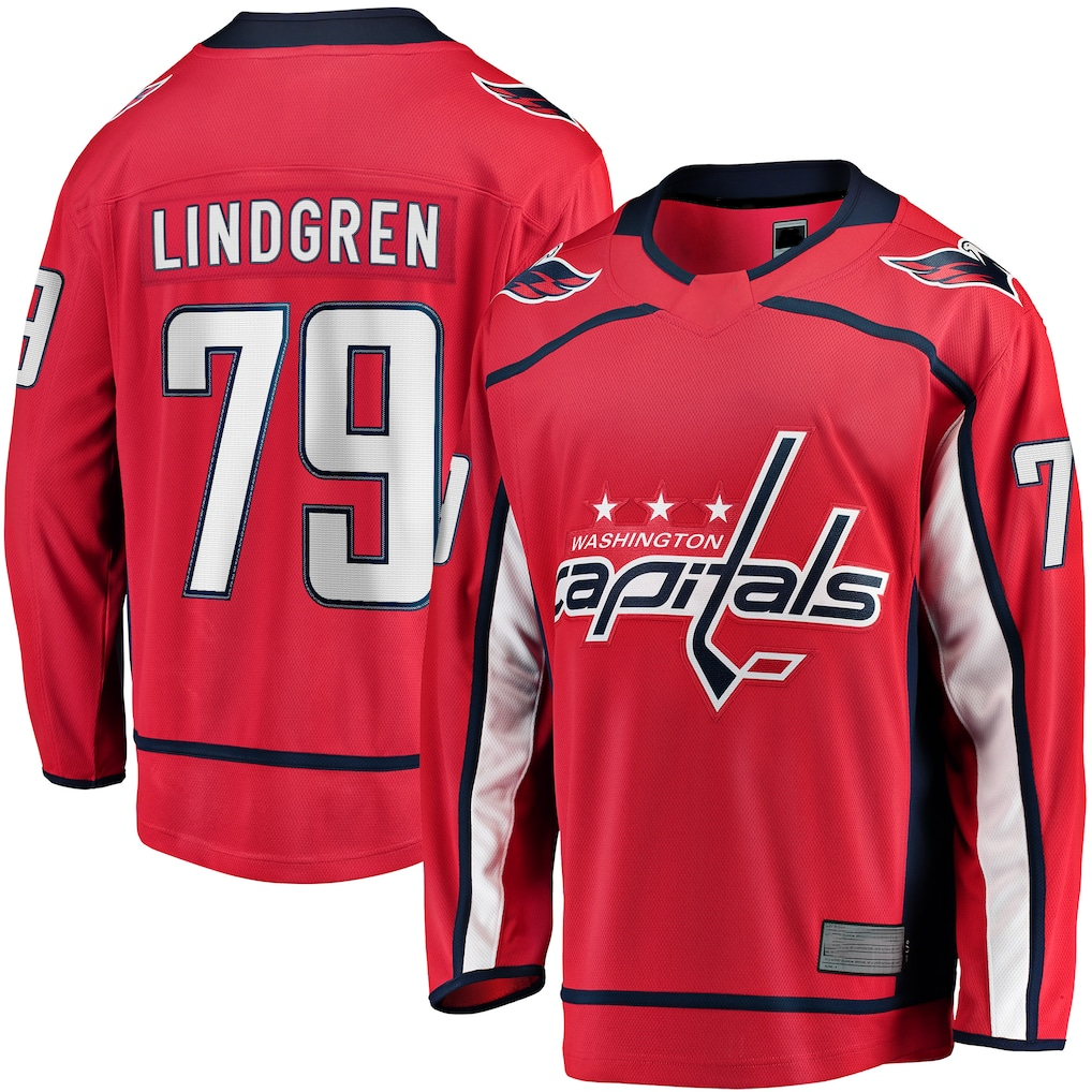 Kooe W.Capitals #79 Charlie Lindgren Red Home Breakaway Player Jerseys