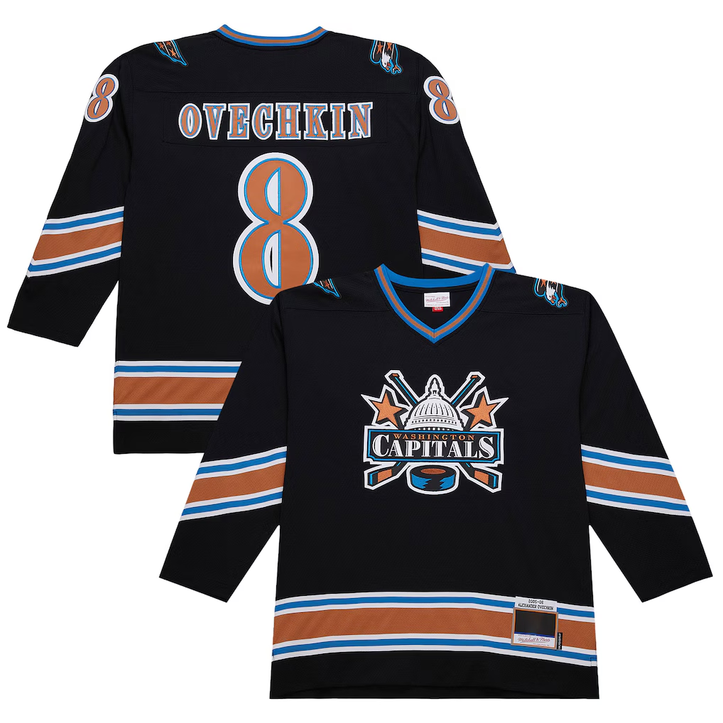 Kooe W.Capitals #8 Alexander Ovechkin Mitchell & Ness Black 2005-06 Power Play Jerseys