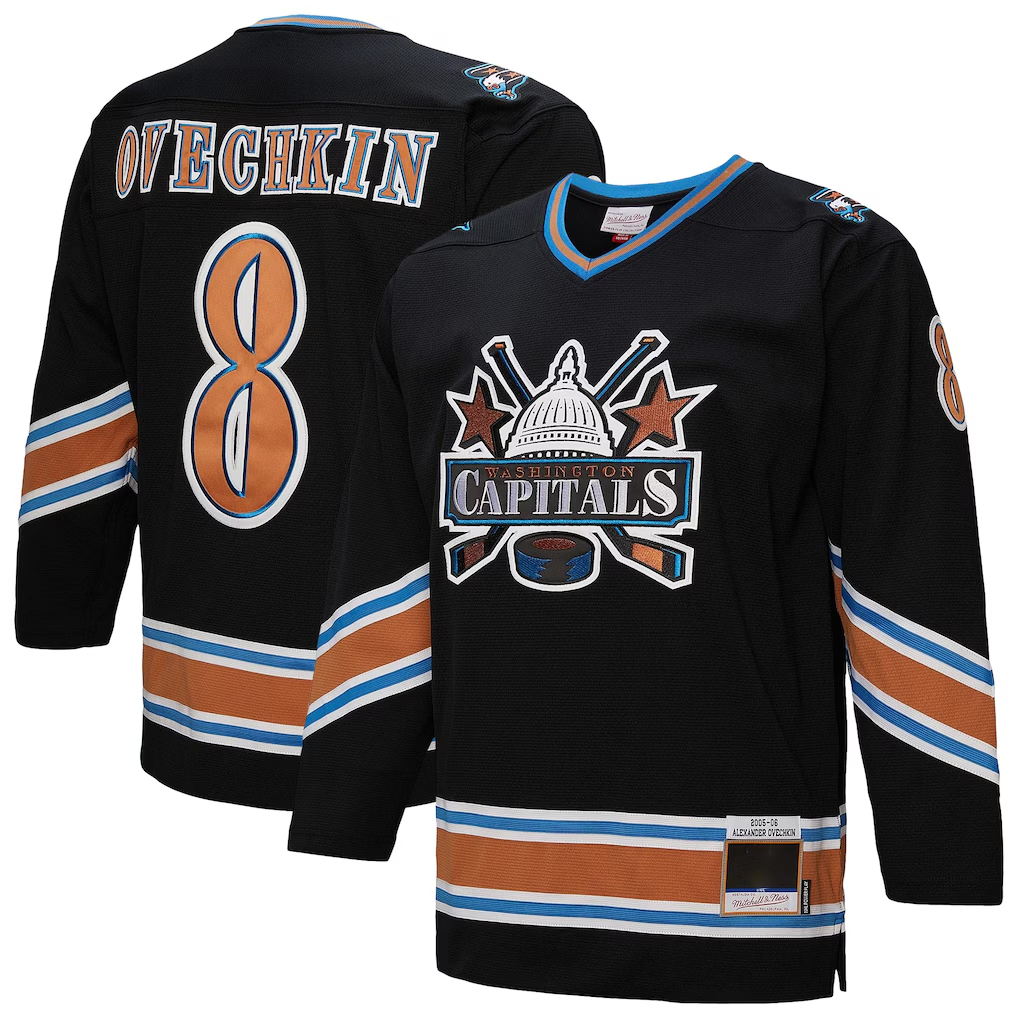 Kooe W.Capitals #8 Alexander Ovechkin Mitchell & Ness Black 2005-06 Power Play Jerseys