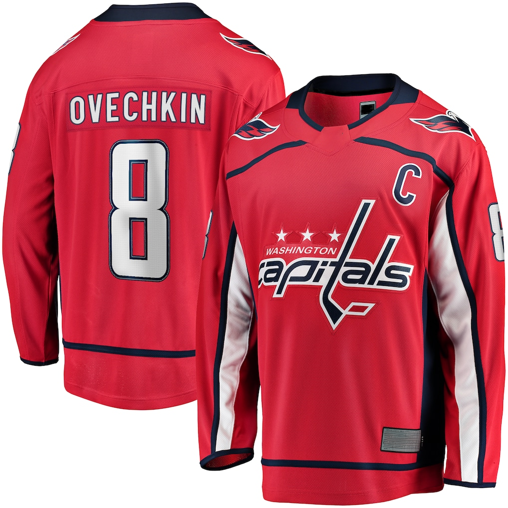 Kooe W.Capitals #8 Alexander Ovechkin Red Captain Patch Home Breakaway Jerseys