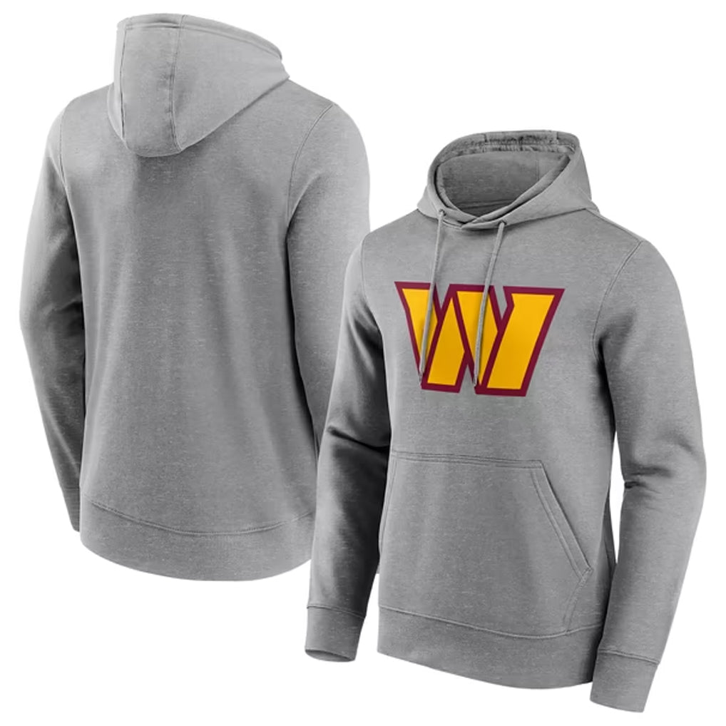 Kooe W.Commanders Gray LOGO Pullover Hoodies Game Blank Player Stitched Jerseys