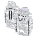 Kooe W.Commanders #0 Mike Sainristil Player Arctic Camo Salute to Service Hoodies Stitched Jerseys