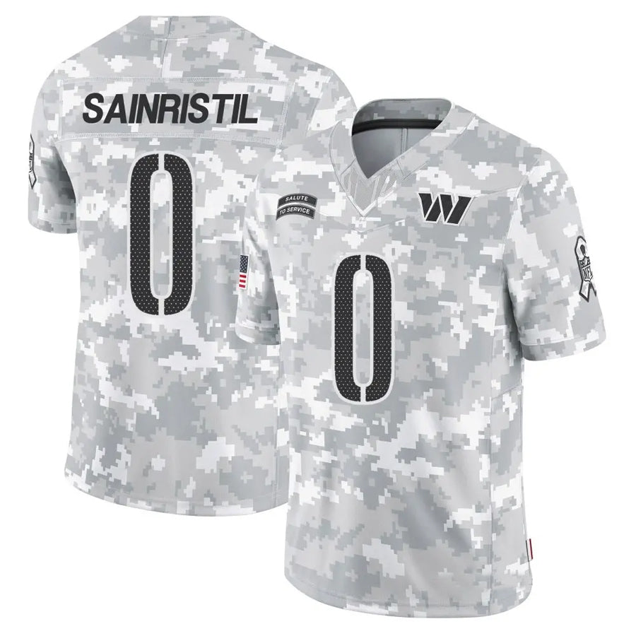 Kooe W.Commanders #0 Mike Sainristil Player Arctic Camo Salute to Service Limited Stitched Jerseys
