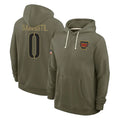 Kooe W.Commanders #0 Mike Sainristil Player Olive Salute to Service Pullover Hoodies Limited Home Stitched Jerseys